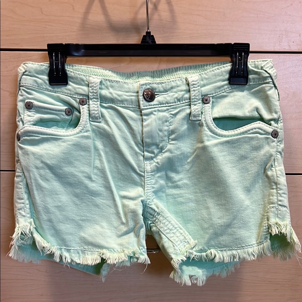 Stitches Mint Green Frayed Hem Women's Shorts